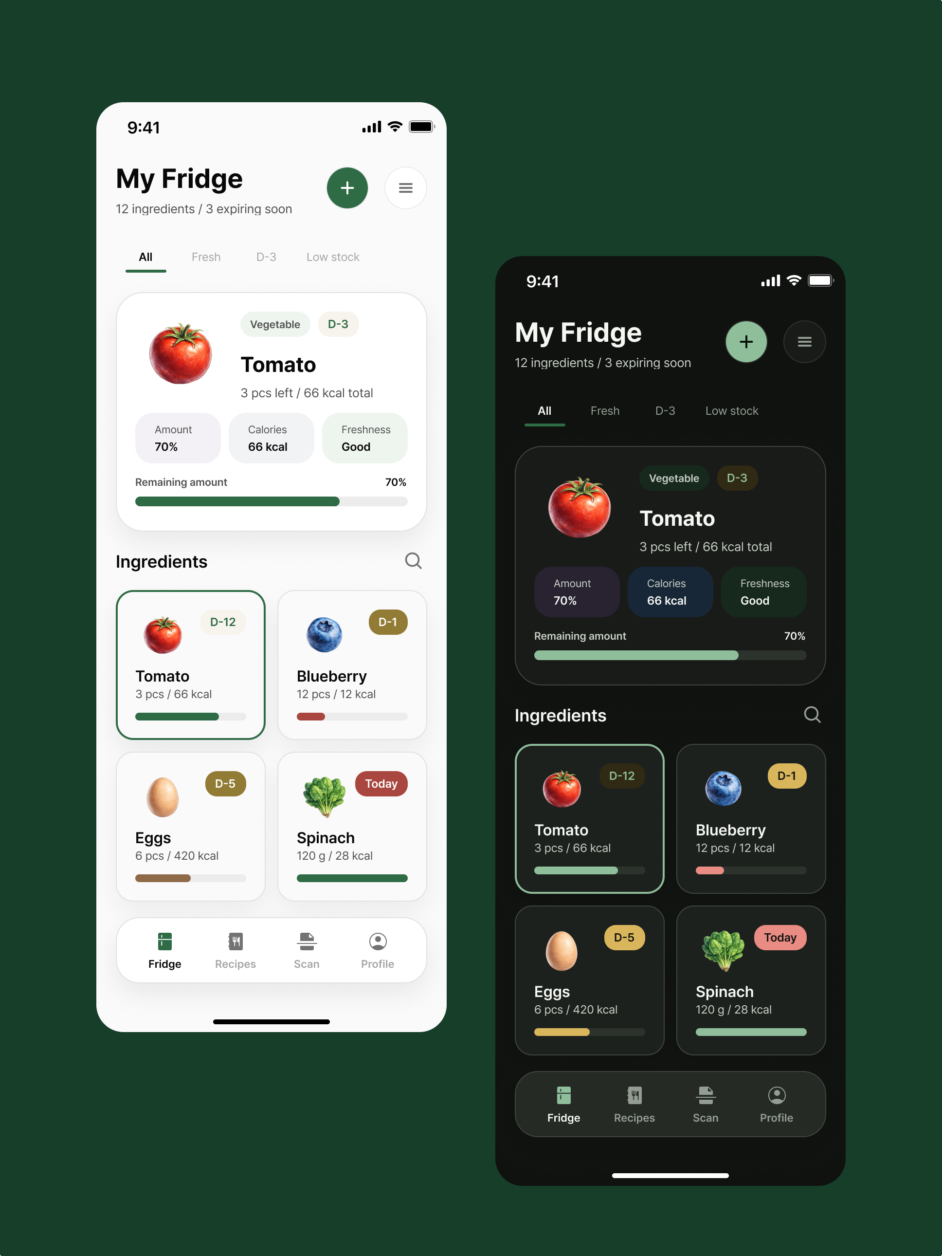 AI fridge app design system preview